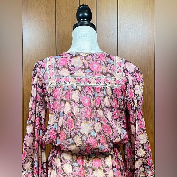 Isabel Marant Étoile Gilinesia Floral Cotton Peasant Minidress size 36/us size 4 - Picture 11 of 16